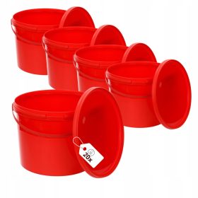 Plastično kanto s poklopcem BenBow, crvena, 20x10l