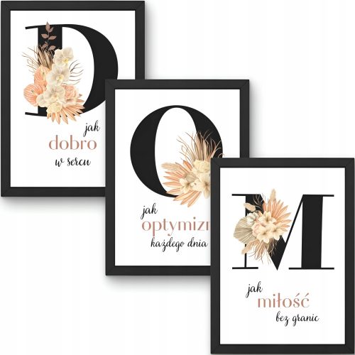Boho Dekor Set Slika za Dnevni Boravak s Cvijećem | Komplet 3 Slike s Okvirom za Kuhinju - Profesionalno oslikane slike za unutarnje uređenje, savršene za dodavanje topline i elegancije vašem domu. Sv