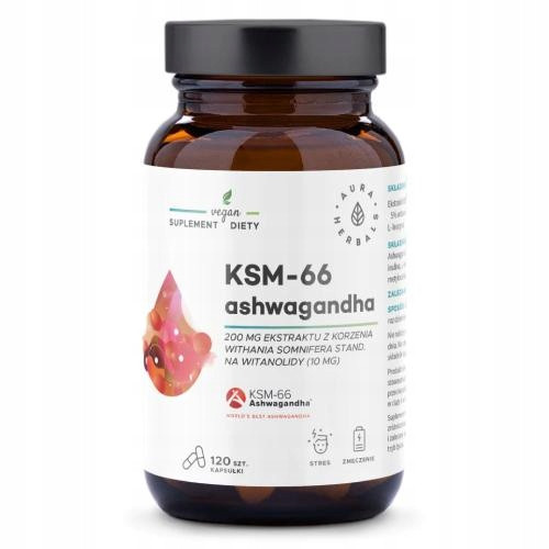 AURA HERBALS Ashwagandha, KSM-66 korijen, 120 kapsula