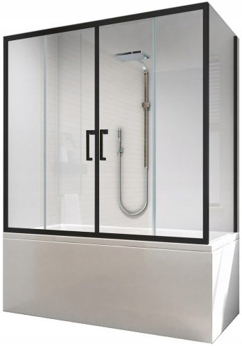 Reihe dvodijelni paravan za kadu 120 x 70 cm proziran + Besco Moderna pravokutna akrilna kada s bočnim odvodom 120 x 70 cm