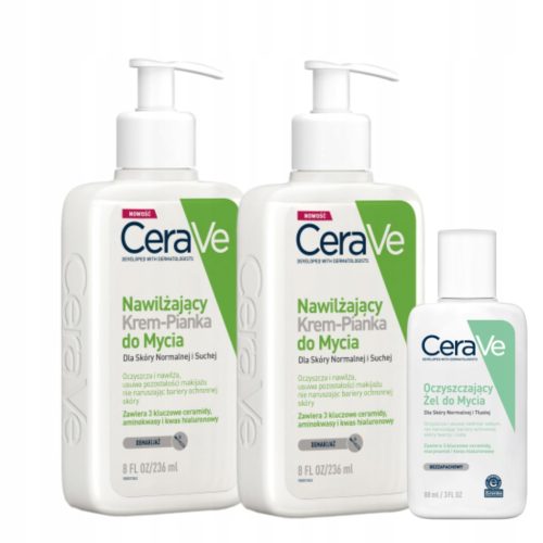 CeraVe Set za Normalnu i Suhu Kožu: Krem-Pjena i Gel za Pranje sa Ceramidima