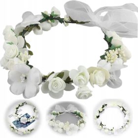   Elegantni vjenčić za posebne prigode s perelicama i kokardom 50 cm Ovaj prekrasni vjenčić za kosu je savršen dodatak za svečane prigode poput komunija, vjen