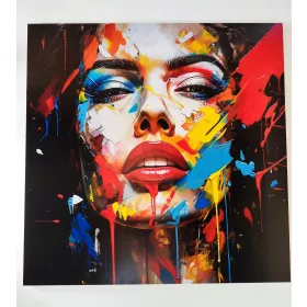 MODERNA SLIKA 80x80 CM, ŽENSKO LICE, DNEVNI BORAVAK