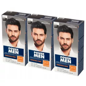   Zestaw za bojenje kose i brade za muškarce Joanna Power Men Color Cream 3u1 01 Crna 100g