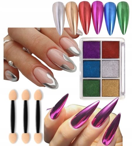 6 X KROMIRANI PUDER ZA NOKTE S LISTIĆIMA HYBRID PALETTE