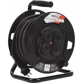 Yato kolut produžni kabel 30 m, 4 utičnice, crni