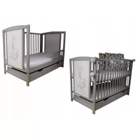    Drveni krevet SHOPBABYCOM BRUNO GREY TAPCZANIK 60 x 120 cm nijanse sive