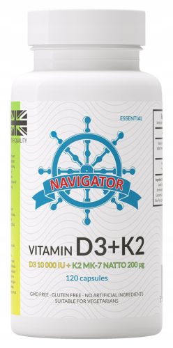 Navigator Vitamin D3 10000 IU + Vitamin K2 MK-7 200 µg 120 kapsula - dodatak prehrani