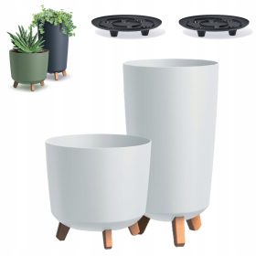    Prosperplast posuda za cvijeće 29,8 cm x 29,8 x 36,5 cm promjer 29,8 cm plastična bijela + Prosperplast posuda za cvijeće 23,9 cm x 23,9 x 44,5 cm promjer 23,9 cm plastična bijela