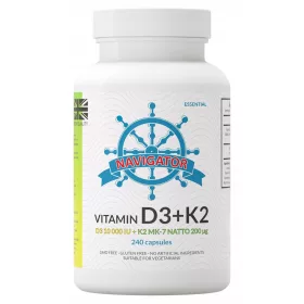   Navigator Vitamin D3 10000 IU + Vitamin K2 MK-7 200 μg - 240 Kapsula za Zdravlje Kostiju i Imunitet