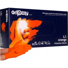    Gripzzly nitrilne rukavice bez pudera, narančaste, veličina L, 50 kom.