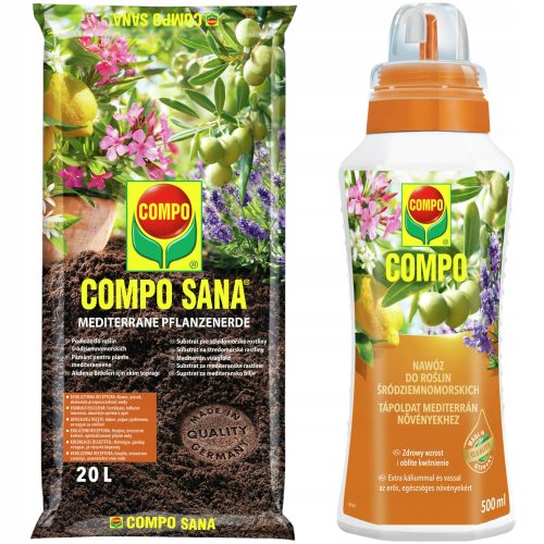 Vrtna zemlja - Zemlja MEDITERAN oleander lavanda hibiskus + Compo višesastojno gnojivo za mediteranske biljke tekuće 500 ml