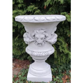    MMartShop saksija 49 cm x 49 x 69 cm promjer 49 cm bijeli beton, nijanse sive i srebrne