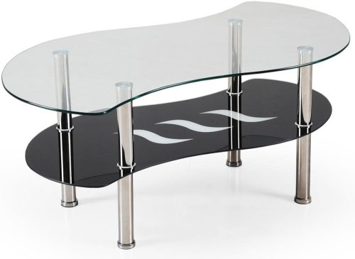 Staklena klupa Halmar Catania 100 x 55 x 43 cm crna i srebrna