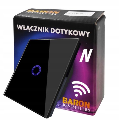 Crni WIFI prekidač na dodir s jednim dodirom, ugradbeni, daljinski upravljan FS-WL1B