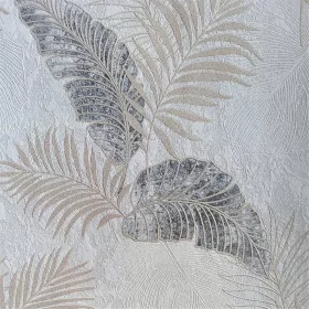 Moderni zidni tapet Golden Palm Leaves Grey netkana