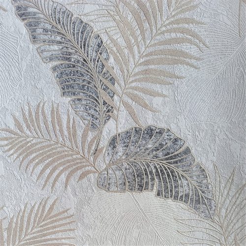Moderni zidni tapet Golden Palm Leaves Grey netkana