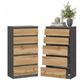    Sarameble komoda 60 x 35 x 112,5 cm antracit, mat wotan hrast