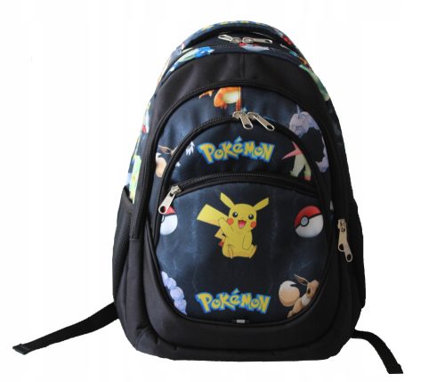 Pikachu školski ruksak Pokemon s više odjeljaka, crni, nijanse zelene