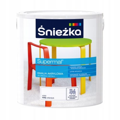 Akryl emajl za drvo, namještaj, metal Śnieżka 2,5 l Bijela Polusjajna