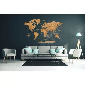 Dekorativna drvena karta svijeta 100cm ZLATNI HRAST