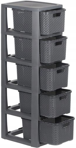 Kupaonska polica Rattan BranQ 5x košara antracit 80 cm