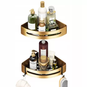 Kutna zlatna polica za kupaonicu, samoljepljiva, set od 2