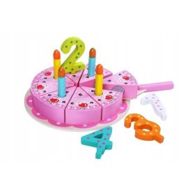   Dječja drvena torta za rezanje - ružičasta, edukativna igračka za razvoj motoričkih vještina