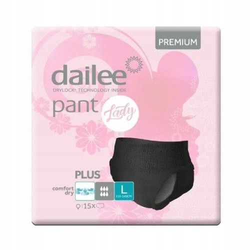 Dailee Pant Lady Plus Crna PREMIUM L Upijajuće gaćice za aktivne osobe, 15 kom.