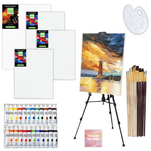 SET ZA UMETNIČKO SLIKANJE EASY PAINTS | KVALITETNO PLATNO ZA SLIKANJE SA XXL KISTOVIMA