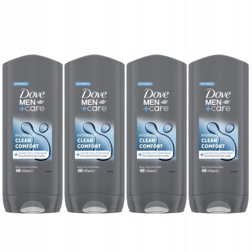 Dove Men + Care Čisti ugodan gel za tuširanje 4x400 ml