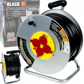   Produžni kabel na kolutu, garden Black 25 m, 4 kom srebrne utičnice