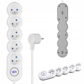  Libox trakasti produžni kabel 5 m, 5 utičnica, bijeli