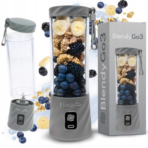 BlendyGo Mini Blender za Smoothie 3 - Bezžični USB mikser s 250 W snage za brzo i jednostavno pripremanje ukusnih smoothieja i napitaka, idealan za korištenje kod kuće ili na putovanjima. Ovaj blender