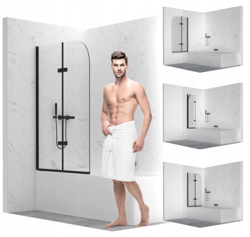 Dvodijelni paravan za kadu SEVANTE 80 x 140 cm, proziran