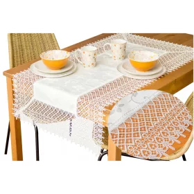 Stolni stalak s čipkom od gipura, bijeli, 60x120 cm