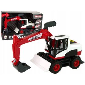 Crveni pokretni bager s lopatom