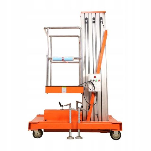 Mobilna radna platforma visine 8 metara - Idealno rješenje za siguran i učinkovit rad na visini. Ova mobilna platforma ima nosivost do 125 kg, sa prostranom platformom veličine 640 x 580 mm. Maksimaln