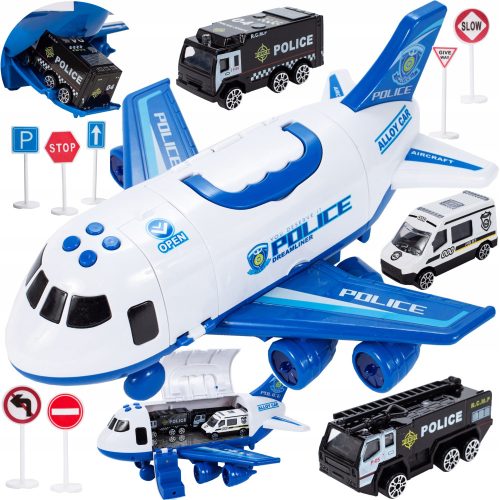 Interaktivni set aviona MalPlay 108155 s policijskim vozilima i prometnim znakovima