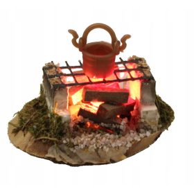  Lijepo ognjište s upaljenim kotlom, sre. 5 cm