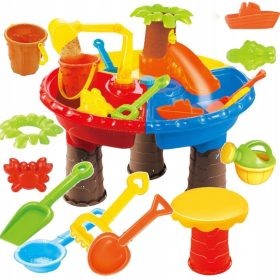   Stolik za pijesak i vodu s krzescem, dizalicom i toboganom - Set Luxma 9826