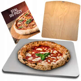    BALU pleh za pizzu 35 x 40 cm + BALU drvena lopata za pizzu smeđa 38x35 cm