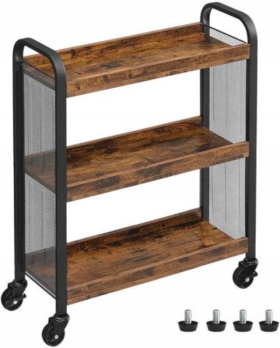 Vasagle LRC66BX kuhinjska kolica 66x26x85 cm crno-smeđa