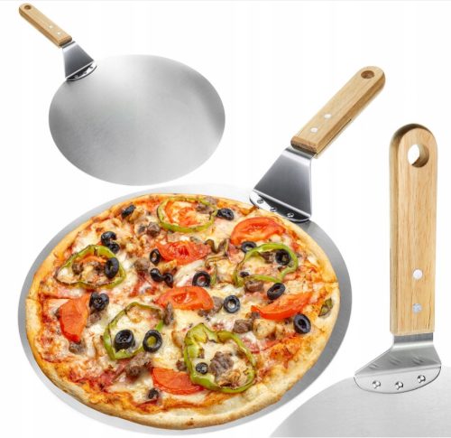 Premium Čelična Pizza Lopatica s Drvenom Ručkom Promjera 25 cm