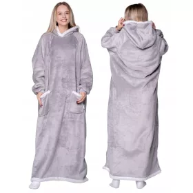   Warm and Cozy Oversized Blanket Sweatshirt 2-in-1 with Fur XXL - Grey ⭐⭐⭐⭐⭐