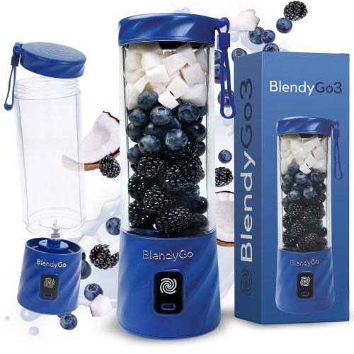BlendyGo 3 Mini Blender za smoothie | Najnoviji bežični USB mikser | 250W tamnoplavi
