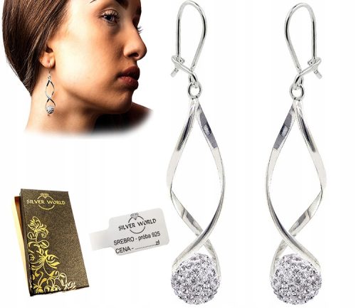 SREBRNE NAUŠNICE SA VISEĆIM KUGLICAMA I CIRKONIMA SWAROVSKI