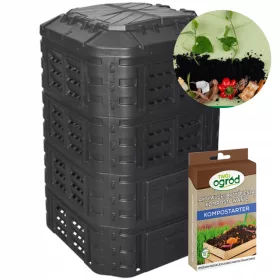   Komposter za vrt - Komposter 1-komorni Patrol group 1120 l crni + Organsko, prirodno gnojivo Your Garden granule 0,1 kg