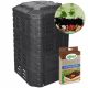 Komposter za vrt - Komposter 1-komorni Patrol group 1120 l crni + Organsko, prirodno gnojivo Your Garden granule 0,1 kg