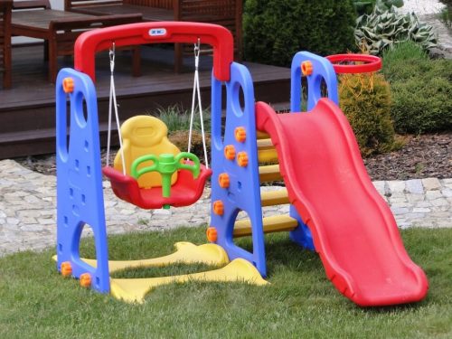 DJEČJE IGRAČIŠTE 3U1 LJULJAČKA TOBOGAN KOŠ PLAVI
